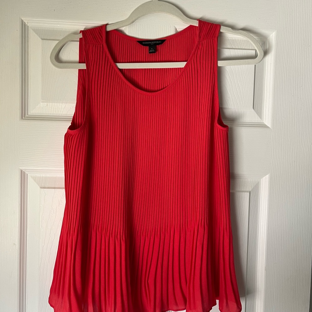 Banana Republic Vibrant Red Pleated Blouse